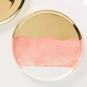 Anthropologie Tamatoa Side Plate Gold Pink White Home Goods 7 Inch Dinnerware